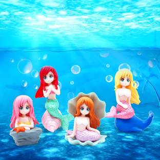 Gaurvi Enterprises Mermaid Cute Resin Toys for Aquarium Fish Tank Decoration(4 Pcs Mermaid) Aragonite Unplanted Substrate