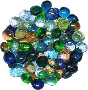 pat patio Flat Glass Clear Stone ( Mixed-Color) for Aquariums, Home Decor and DIY Craft Marble Unplanted Substrate