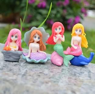 VAYINATO 4 PCs Miniature Mermaid Cute Resin Toys for Aquarium Fish Tank Decoration & Desk Aquarium Tool