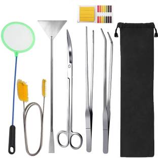 Qpets 7 in 1 Aquarium Aquascaping Tools Kits Stainless Steel Tools for Tank Clean Aquarium Tool