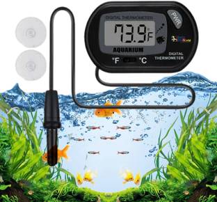 VAYINATO Aquarium LCD Digital Thermometer with Suction Cup | Black Colour Aquarium Tool