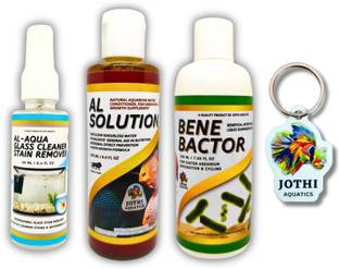 Jothi Aquatics Aquarium Starter Kit | AL Solution 100ml, Bene Bactor 120ml, Glass cleaner 60ml Aquarium Tool