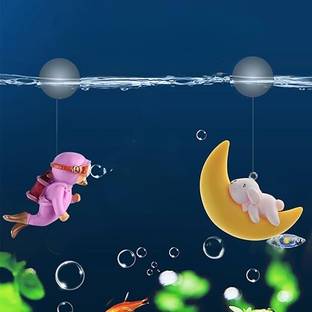 VAYINATO 2 in 1 (Diver-Random Color & Half Moon) Floating Fish Tank Decoration Toys Aquarium Tool
