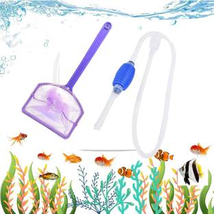VAYINATO Aquarium Fish Tank Water Changing Siphon & Small Fish Net - 4 Inch (Pack of 2) Aquarium Tool