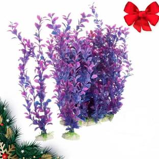 VAYINATO (12 inch, Pack of 6) Purple Rotella Plastic Aquarium Fish Tank Decor Plants Aquarium Tool