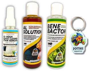 Jothi Aquatics Aquarium Starter Kit | AL Solution 100ml, Bene Bactor 120ml, Glass cleaner 60ml Aquarium Tool