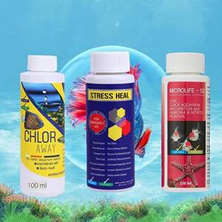 VAYINATO Aquatic Remedies Beginner Kit (Chlor Away+Stress Heal+Microlife S2)(3*100ML) Aquarium Tool