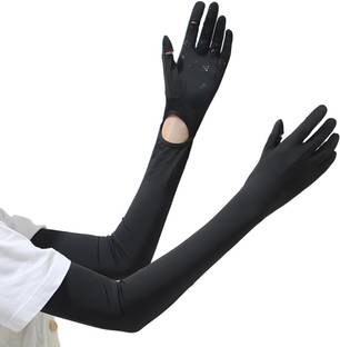 PROBEROS UV Protection Arm Sleeves Nylon Ice Silk Arm Sleeves with One Piece Gloves Cycling Gloves