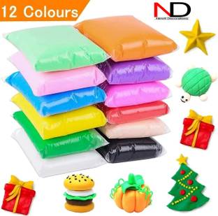 Nimrit Decoration 12pc Non-Toxic Modeling Magic Fluffy Foam Bouncing Clay Putty Kit for Kids Art Clay
