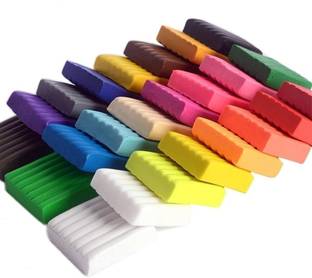 KRAFTMASTERS 12Pcs Polymer Clay Kit with 1 Clay Tool Set 1 KeyChain,Hooks and Beads Each Art Clay