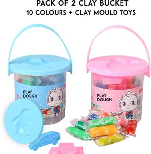 creativecraft Colourful Air Dry Non-Toxic Clay with Tools PACK of 2 BUCKET Art Clay