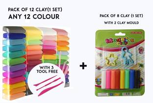 creativecraft DRY CLAY COMBO PACK OF 12 with MODELING CLAY Art Clay