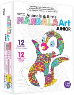 Game Phactory DRAWING KIT ANIMALS & BIRD MANDALA ART JUNIOR