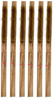 TOOLBUX 3 Line Brass Wire Brush with Wooden Handle Scratch Brush l Approx 10" 6 Pcs Set