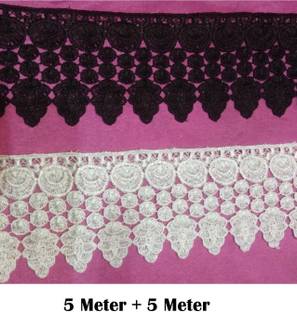 DIARA Edging Embroidery Lace for Dress, Curtains and DIY Art (5+5 Mtr-Pack of 2)