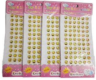 खुशा क्रिएशन्स 3D Crystal Stone Smiley Stickers For Craft Projects,Decorations ,DIY (Pack Of 4)