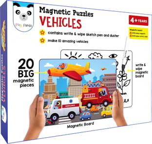 PLAY PANDA Magnetic Puzzles Vehicles Make Amazing Magnetic Vehicles Educational Toy