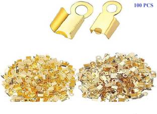 Rarehaunt Fold Over Cord Ends Crimp End Ribbon Ending Tips for Jewellery Making 100 Pc