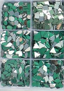 NJK 6 Different mirror beads for jwellery makeing ( 900 pcs with glue cone)