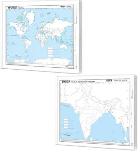Waaome ® Combo (45/INDIA POLITICAL MAP + 45/World POLITICAL MAP)(A696)