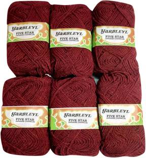 yarbleyl Premium Quality Hand Knitting Yarn Soft Woolen Ball ( Maroon Color PackOf 6)