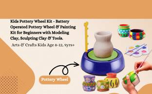 ज़ोकेटो Pottery Wheel KIT Game Set with Clay Pot Making Machine, Colors and Stencils.