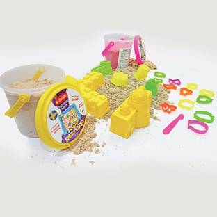 Rabbit Magic Flow Sand Bucket 1kg Combo with 1 Castle Set | Magic flow Beach sand 500gms + Magic flow Color Sand 500gms + 1 Castle set for Kids Boys Girls |Sand for kids boys girls | play with Sand | Bring Beach feeling at Home Play Sand Perfect Sand For Kids Perfect Gift for kids | Multicolor | Age 3+