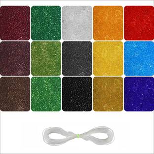 INDIKONB Glass Transparent Seed Beads 11/0 2 mm for Jewellery Making Material for Earring , Necklace , Bracelet Jewelry Making Set for Girls and Women - includes Glass Transparent Small Multicolor See