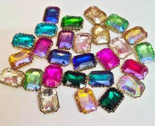 tanisha fashions Clip stone mixed colours -Rectangular shape size 13*18 Quantity of mixed 50no