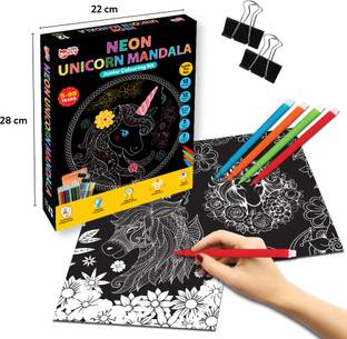 Little Berry Junior Neon Unicorn Mandala Art Colouring Kit for Adults - Art Craft Kit Girls