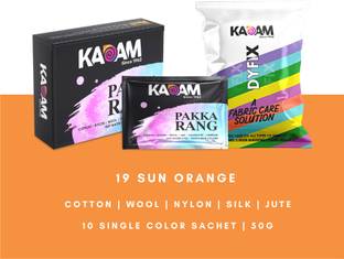KADAM Fabric Dye Colour, Shade 19 Sun Orange, Pack of 10 Single Color Pouches