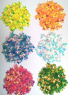 Praveen Multicolor Sequins Sitara for Craft [Each Color 15gm, Total 90gm