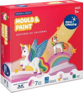 Fevicreate Mould & Paint Unicorn Kit, Creates Fridge Magnets, Screen-Free Enagement 5+ Yrs
