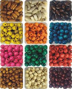 INDIKONB 800 pcs Wooden Beads for Jewelry Making , Art and Craft and DIY Projects