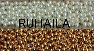 RUHAILA 8+8 MM MEDIUM SIZE GOLDEN+WHITE PLASTIC BEADS FOR JWELLERY CRAFT 200 PCS
