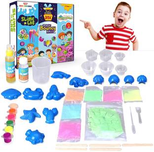 Wembley 3 in 1 Big Creative Box Slime Lab Active Sand Art Magic Bouncy Ball Toy for Kids