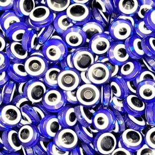 INDIKONB Flat Evil Eye Nazariya Charms | Eye Beads | Blue Circle Beads (Pack of 100)