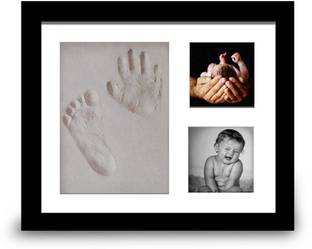 Mold Your Memories Baby Clay Handprint & Footprint Frame for Newborn (Black)
