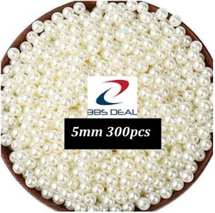 BBS DEAL 5MM 300PCS CREAM PEARL BEADS FOR JWELLERY MAKING .