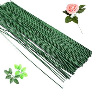 3A Featuretail 15 Inch Green Floral Stem Wire Crafting Wire for Artificial Flowers Making 50pc