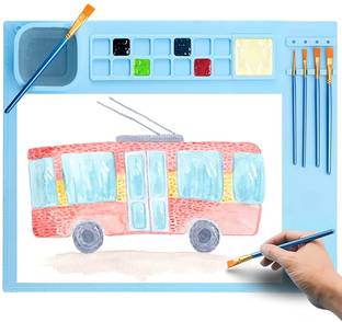 HASTHIP Silicone Art Mat, Painting Palette, Silicone Art Mat with Cup, Painting