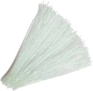 3A Featuretail White Synthetic Pipe Cleaners Sparkled for Hobby Crafts, Scrapbooking 100pc