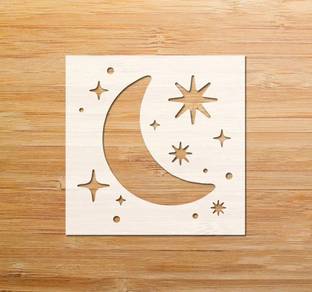 AmericanElm Moon and Stars Stencil - Reusable Wall Stencil for Home Decor
