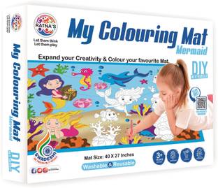 रत्ना'एस My Coloring Mat Mermaid Washable & Reusable Mat size 40 x 27 inches (1088)