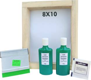 CMR Screen Printing Frame 8X10 inch, 2 Emulsion Bottle, 1 Sensitizer, 4inch Squeegee
