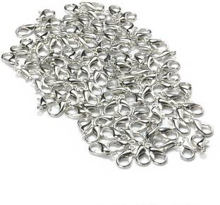 Delush Metal Lobster Clasp Steel Colour For Jewellery Making Findings Fasteners - Pack Of 50 Pcs