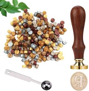KUNYA Initial Alphabet P Wax Seal Stamp, Wax Seal Kit(25pcs -Mix) with Wax Stamp Spoon