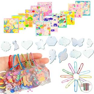 Birthday Popper DIY Acrylic Keychains with Stickers, Discs |Set of 12| Art & Craft Activity Kit