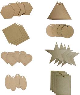 R H lifestyle MDF Board with Hole Small Mandala Painting Board Wooden Mdf Cutout 32 Pcs