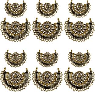 Weariton Gold Plated 6 small & 6 Large Pendant / Connector For Earring / Jewellery Making